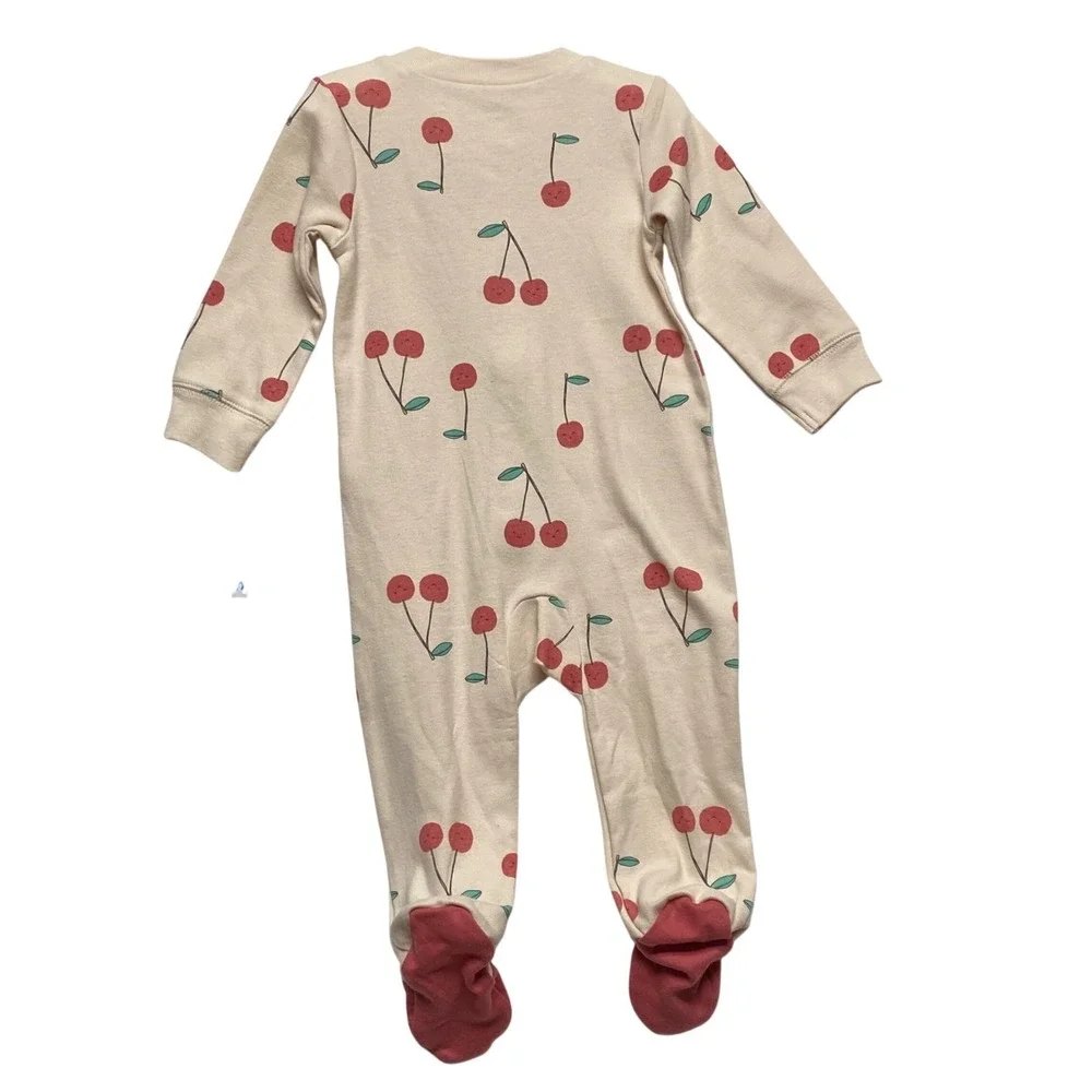 Carters Baby Girls 3M Cherry Print Sleep and Play 2-Way Zip‎ Footed Romper NWT